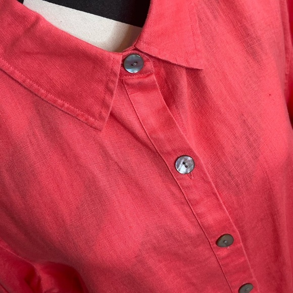 Chico's Vintage 100% Linen Breathable Sz 3 Button Down Front Tunic Top - Picture 8 of 11